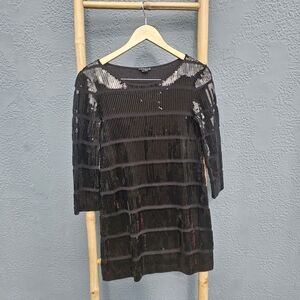 Theory Black Glam Sequin Cocktail Party Dress Small